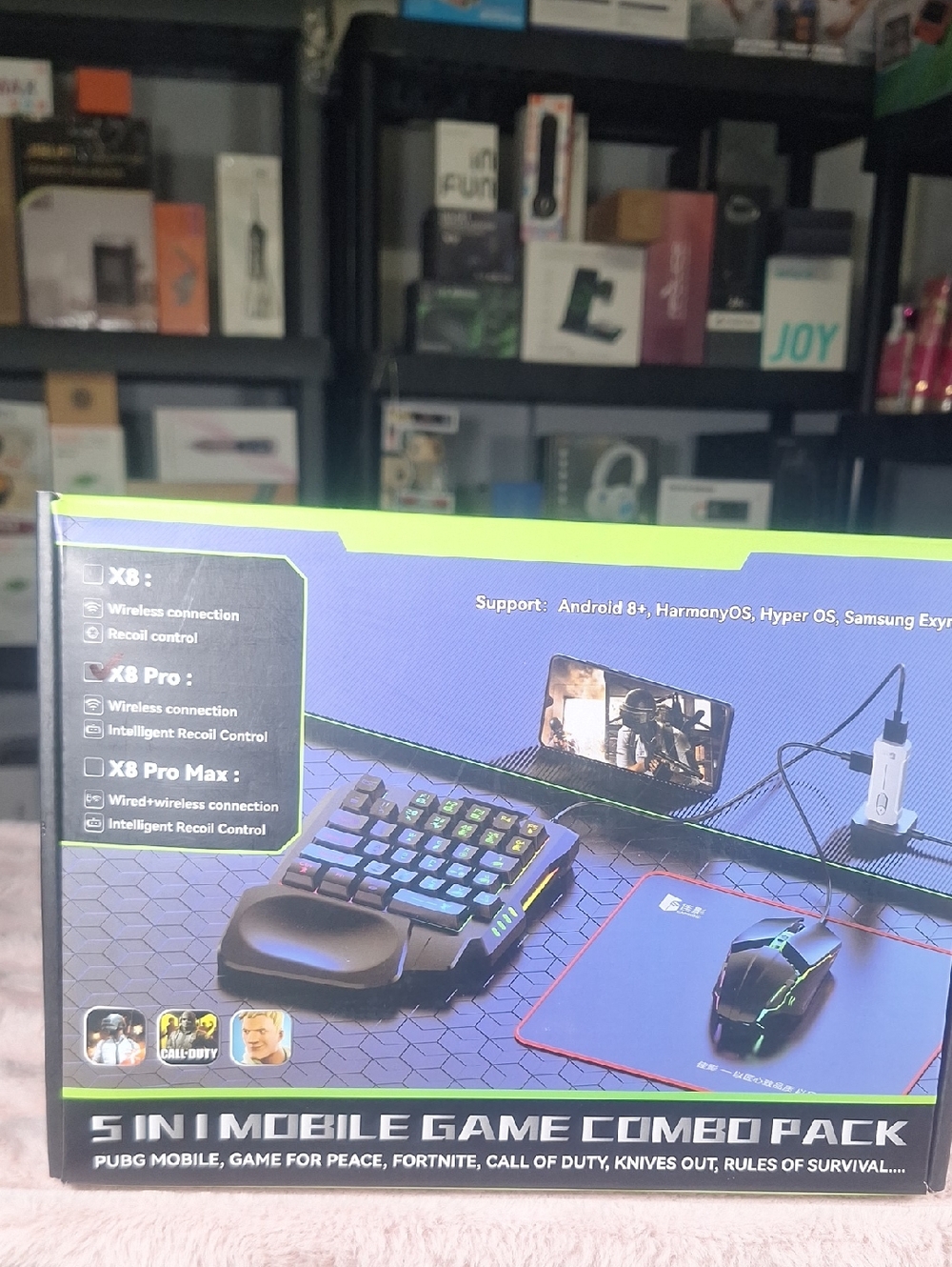 X8 PRO 5-in-1 Mobile Game Combo Pack - Black with Green Accents